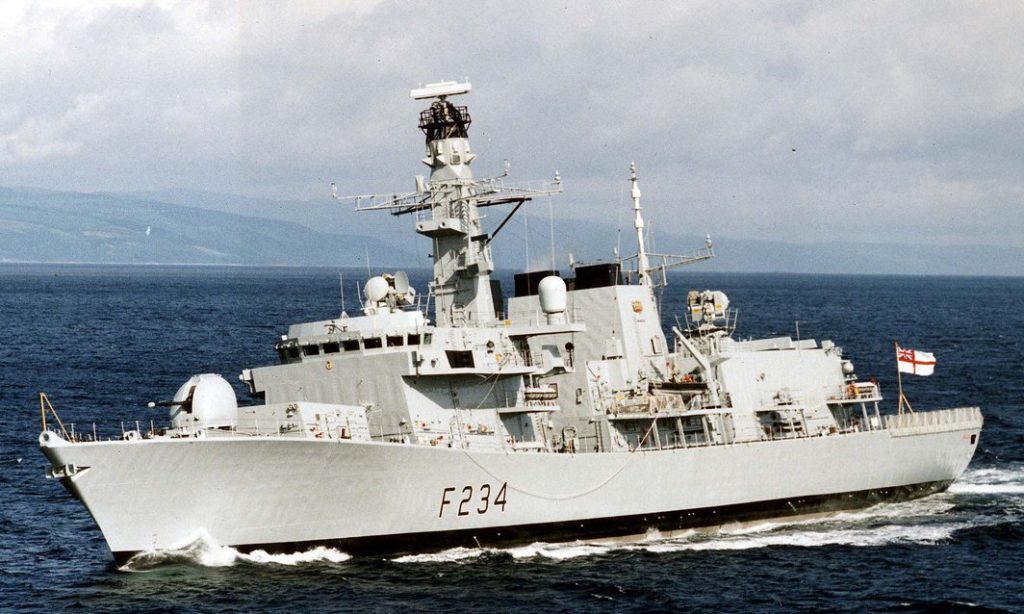 HMS Iron Duke, pictured in 1999, is to be deployed in the Baltic. Photograph: Royal Navy/PA